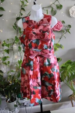 Prosperina Floral Velvet Bow Front Mini Dress Size Small NWT MSRP $199